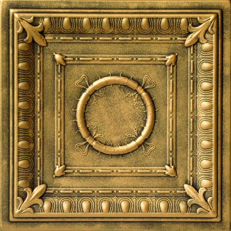 Antique Gold Polystyrene Romanesque Glue-up Ceiling Tile