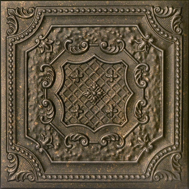 Rusted Steel Classic Glue-Up Polystyrene Ceiling Tile, 19.63" x 19.63"