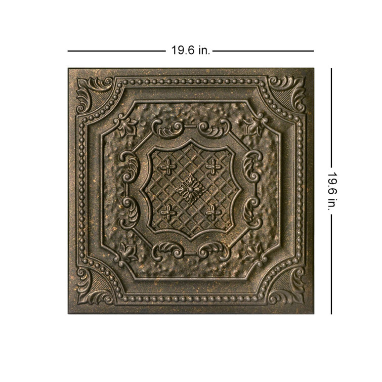 Rusted Steel Classic Glue-Up Polystyrene Ceiling Tile, 19.63" x 19.63"