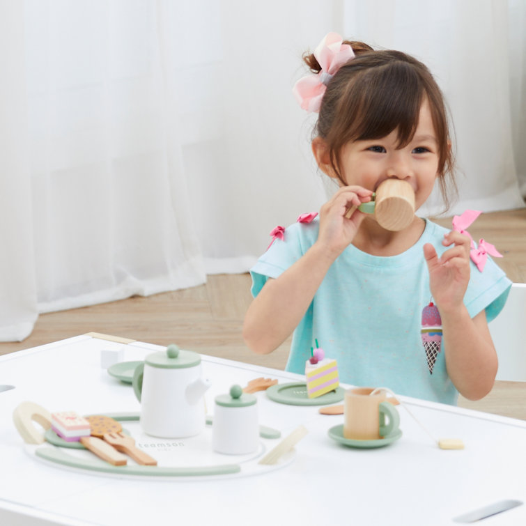 Little Chef Green and Natural Wooden Play Tea Set