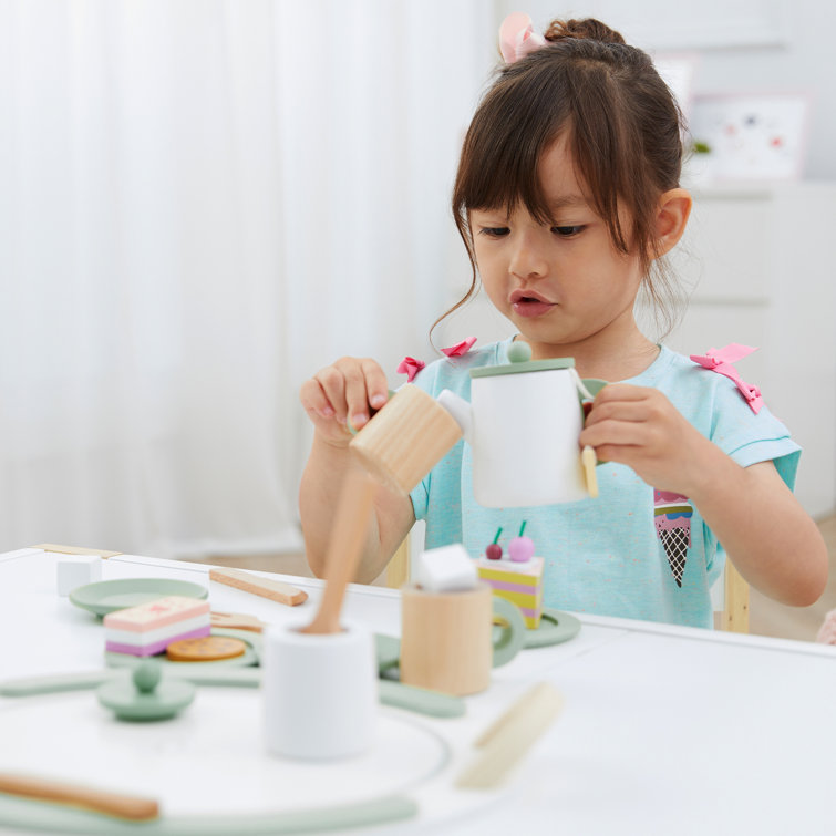 Little Chef Green and Natural Wooden Play Tea Set