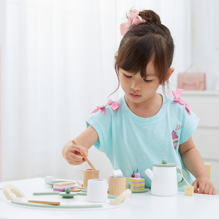 Little Chef Green and Natural Wooden Play Tea Set
