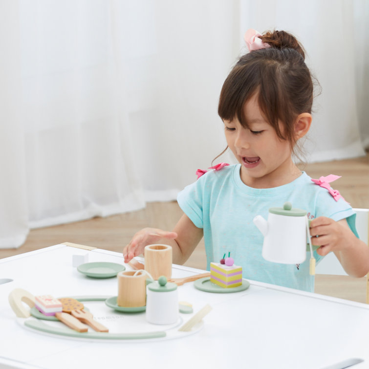 Little Chef Green and Natural Wooden Play Tea Set