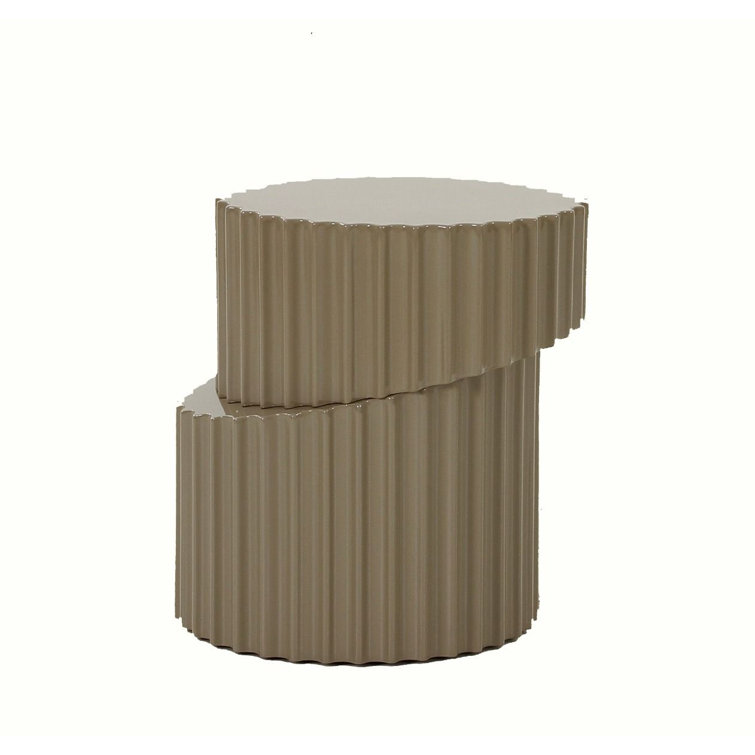 Taupe Gray Round MDF Drum End Table