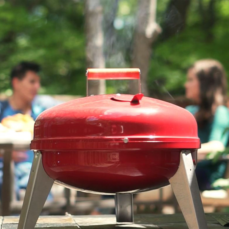 Americana Red Portable Charcoal Grill with Smoker