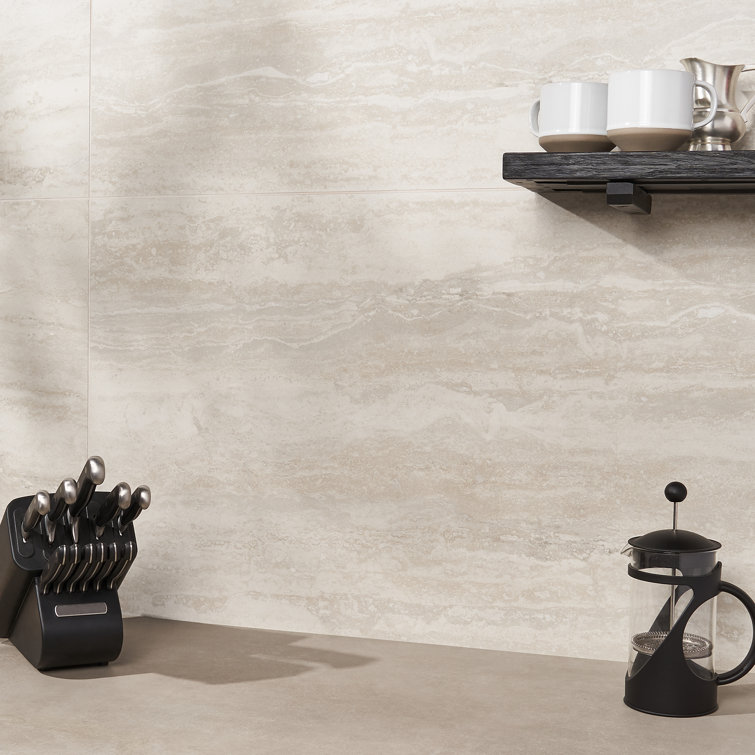 Essential Travertine Beige 24" x 48" Porcelain Matte Tile