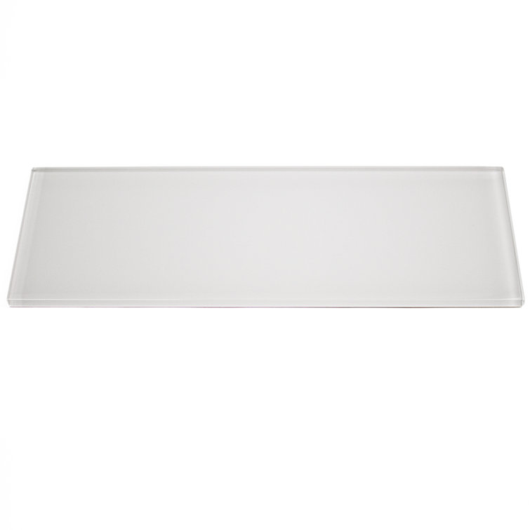 Lucid White Polished Glass Subway Tile 4x12