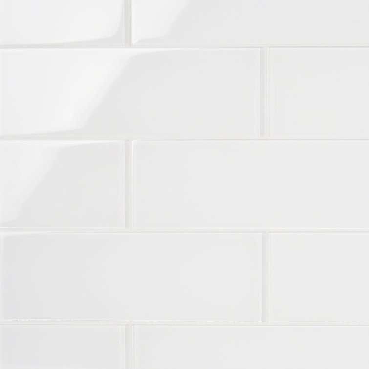 Lucid White Polished Glass Subway Tile 4x12