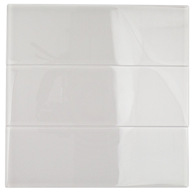 Lucid White Polished Glass Subway Tile 4x12