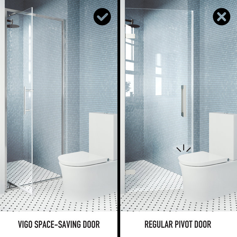 Astoria 30" x 76" Chrome Framed Pivot Shower Door with Clear Glass