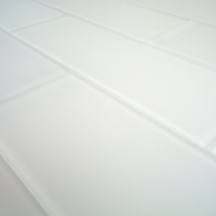 Lucid 4'' x 12'' White Glass Subway Tile