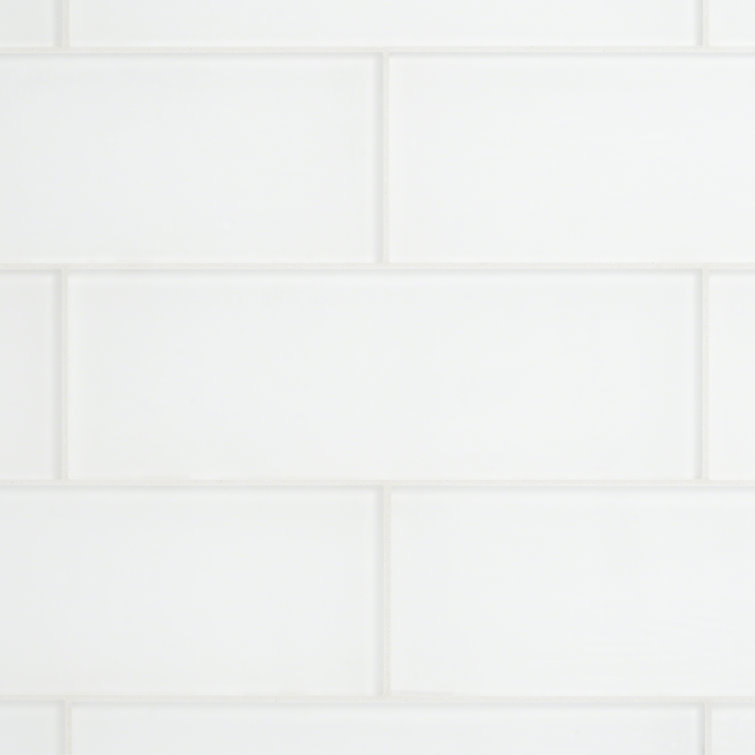 Lucid 4'' x 12'' White Glass Subway Tile