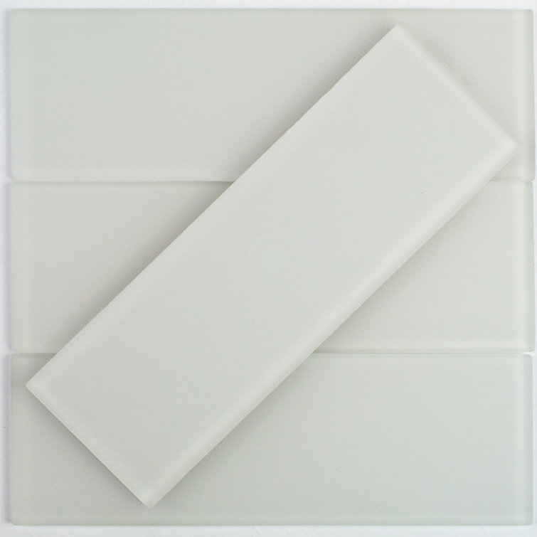 Lucid 4'' x 12'' White Glass Subway Tile