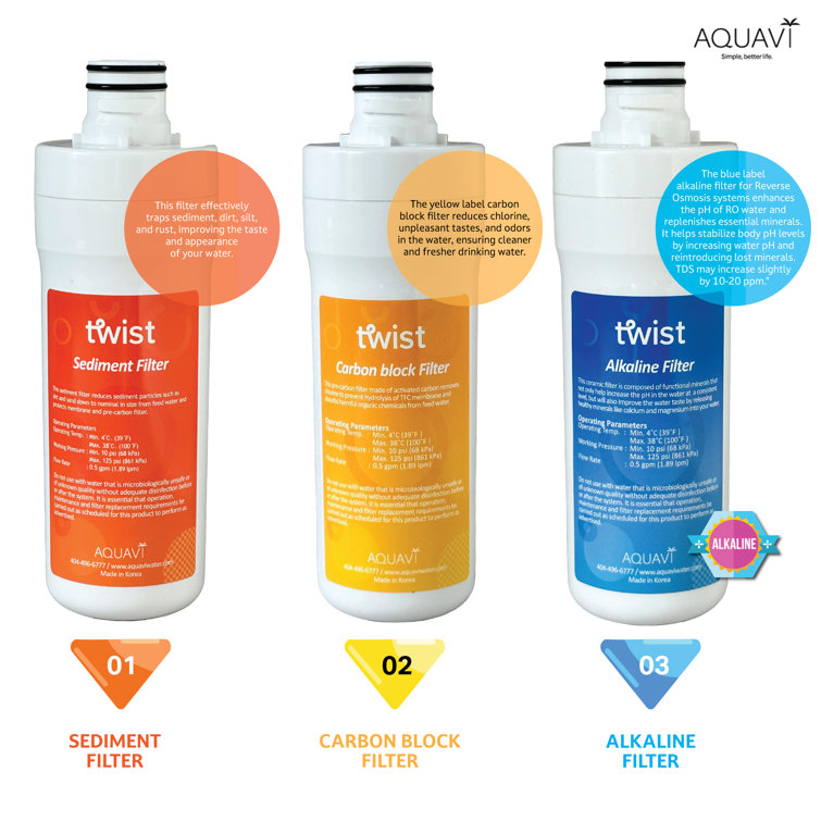 AQUAVI Black 3-Stage Alkaline Countertop Water Purifier