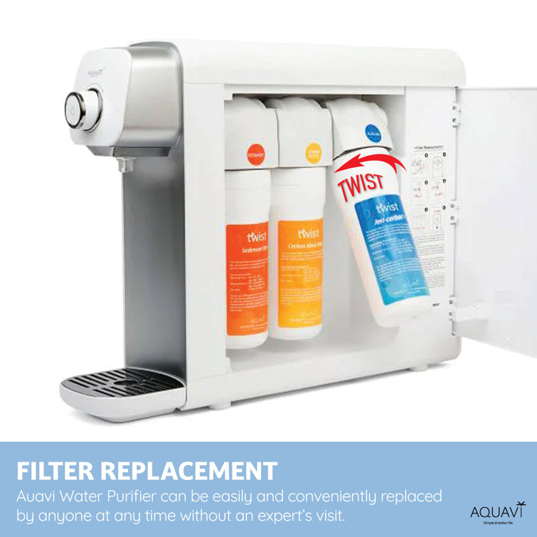 AQUAVI Black 3-Stage Mineral Spring Countertop Water Purifier