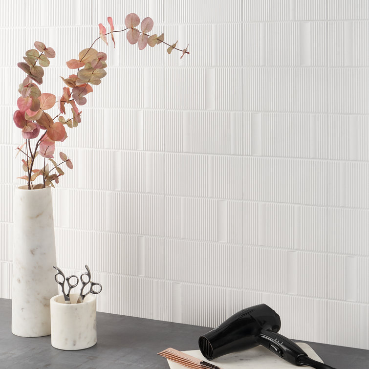 Flyer White 8'' x 16'' Matte Ceramic Wall Tile