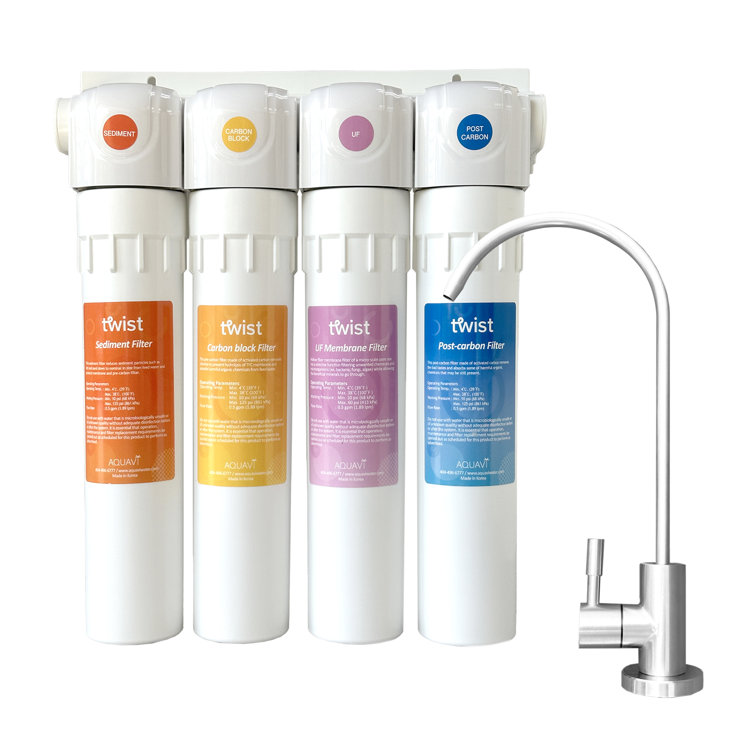 Aquavi Twist 4-Stage White Under Sink Water Filtration System