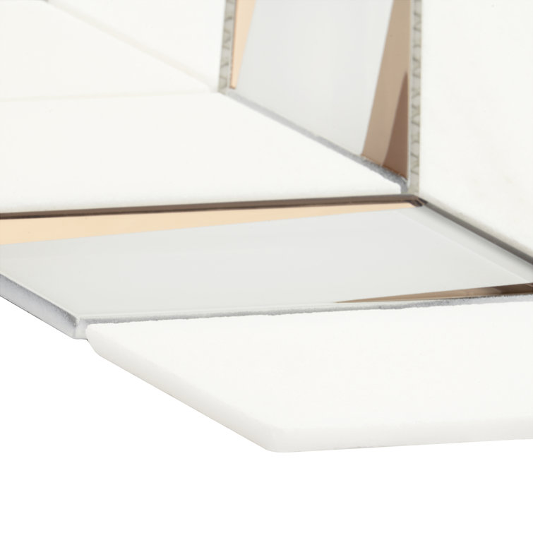 Verona Polished White Marble and Glass Chevron Mosaic Tile