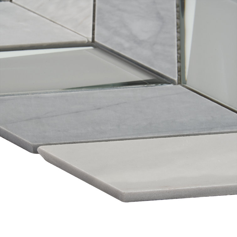 Verona Polished Gray Marble Chevron Mosaic Tile