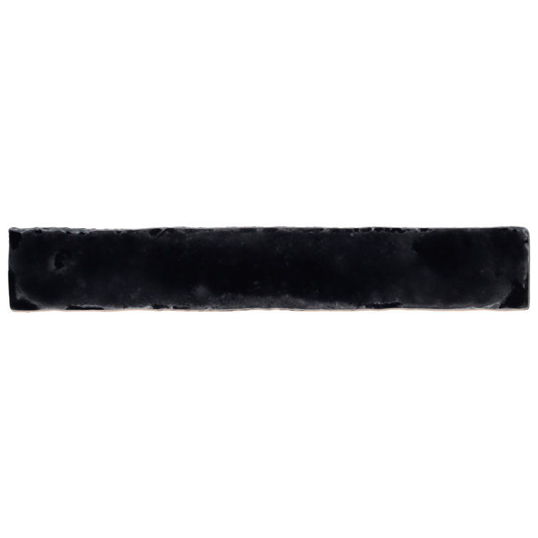 Virtuo Black Crackled Ceramic Subway Wall Tile