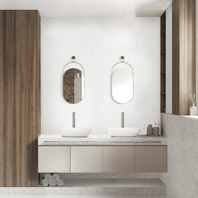 Gold Oval Metal Framed Bathroom Vanity Mirror
