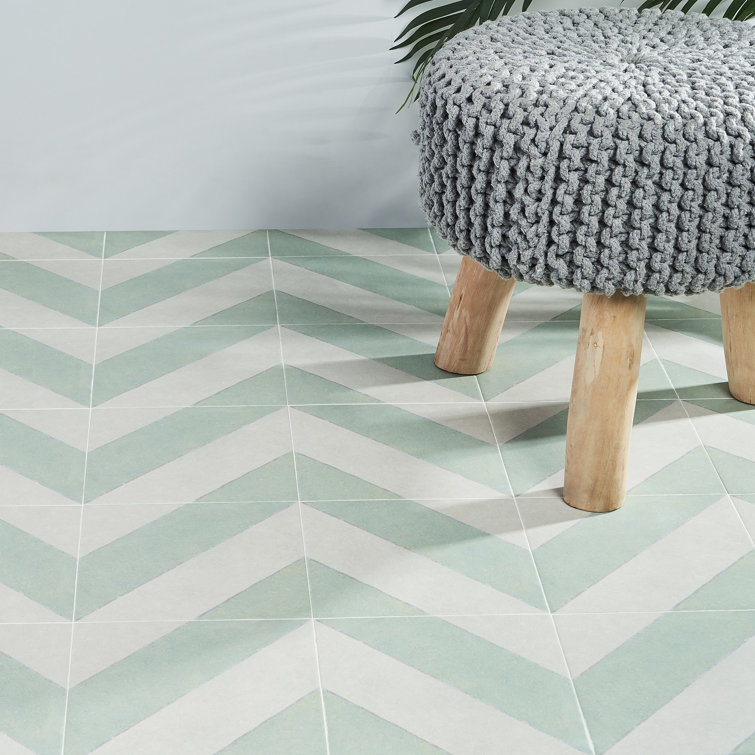 Sage and White Diagonal 9" x 9" Porcelain Tile
