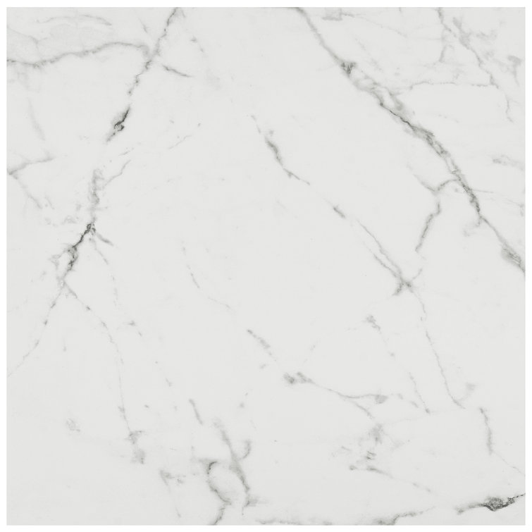 Enigma 24'' x 24'' Matte White Marble Look Porcelain Tile