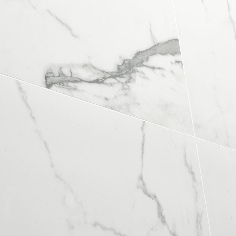 Enigma 24'' x 24'' Matte White Marble Look Porcelain Tile
