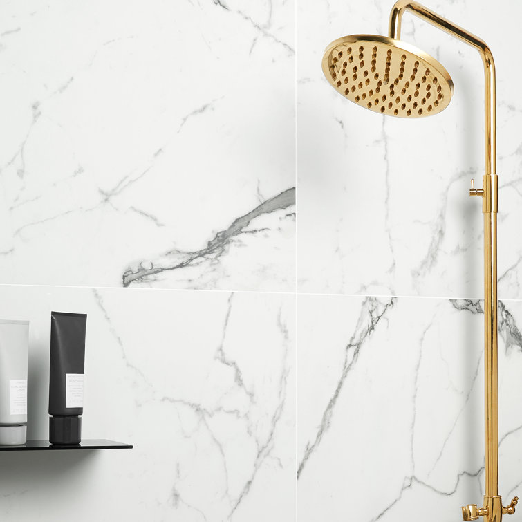 Enigma 24'' x 24'' Matte White Marble Look Porcelain Tile