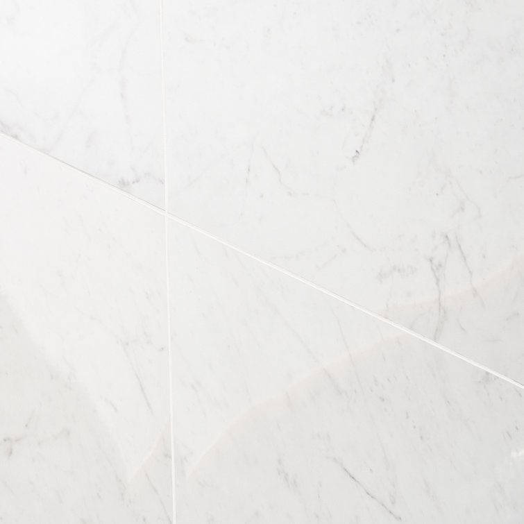 Saroshi 24" x 24" Polished White Marble Look Porcelain Tile