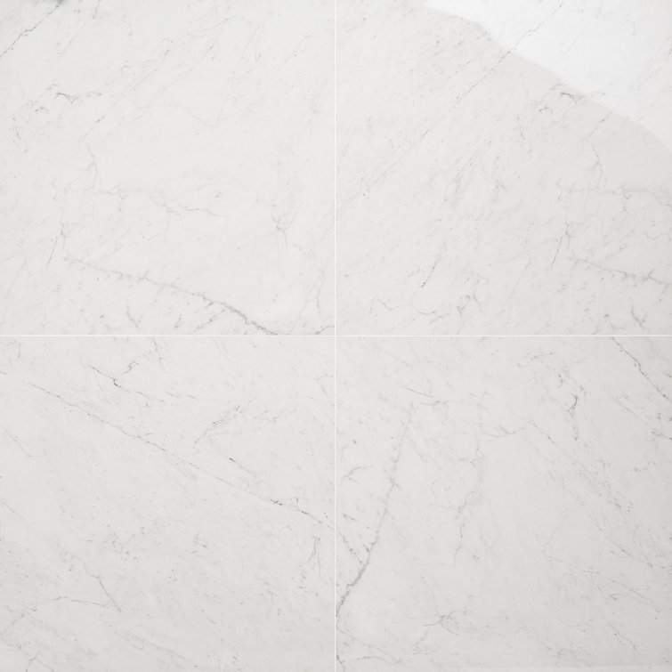 Saroshi 24" x 24" Polished White Marble Look Porcelain Tile