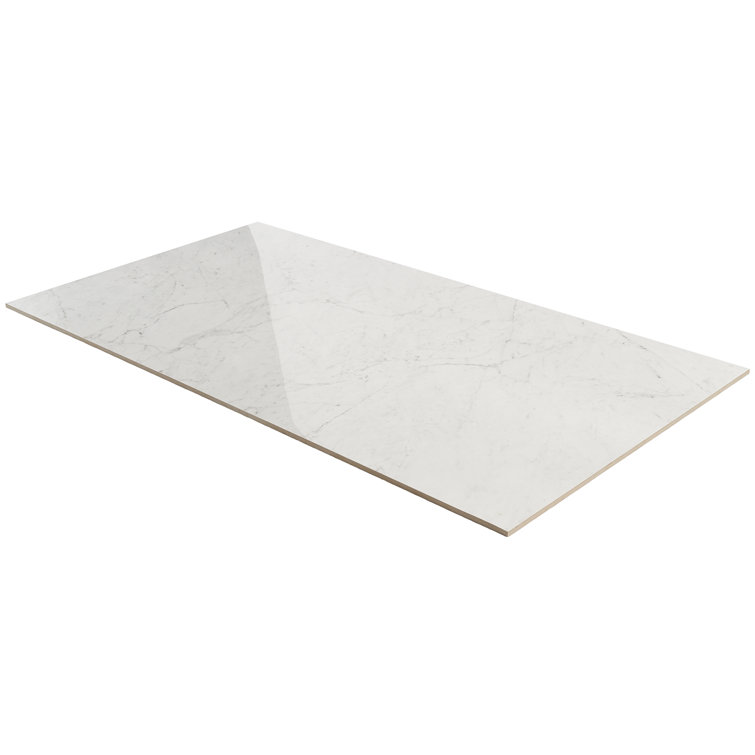 Saroshi 24" x 48" Polished White Marble Look Porcelain Tile