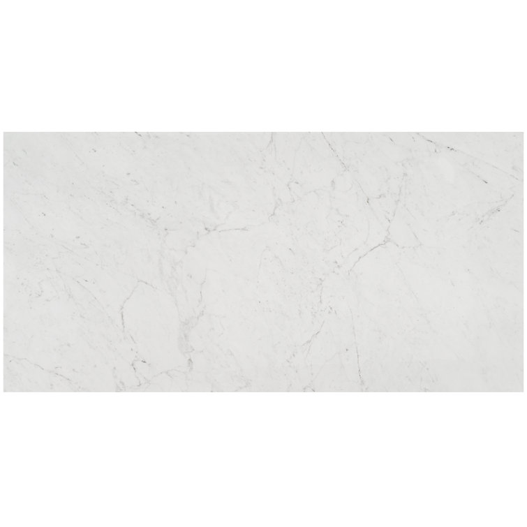 Saroshi 24" x 48" Polished White Marble Look Porcelain Tile