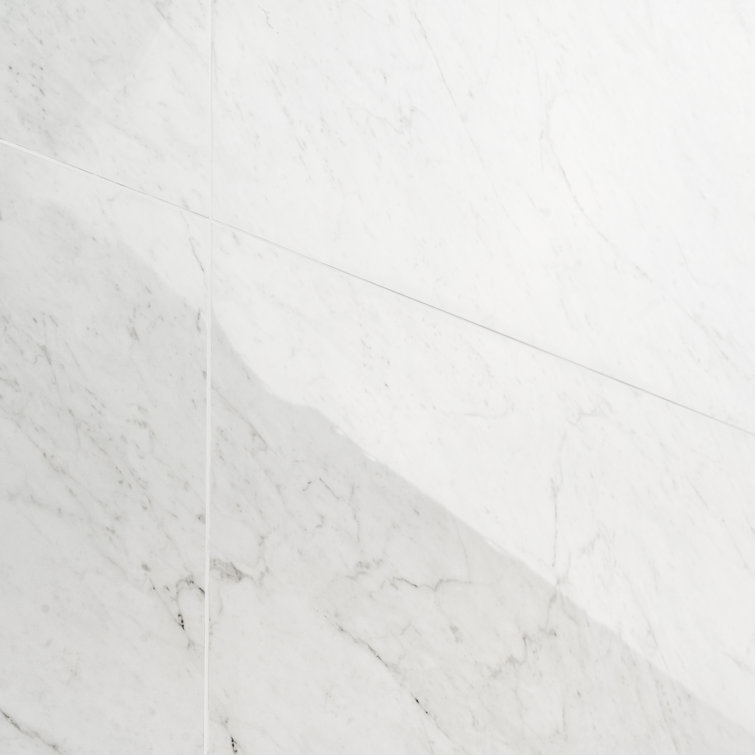 Saroshi 24" x 48" Polished White Marble Look Porcelain Tile