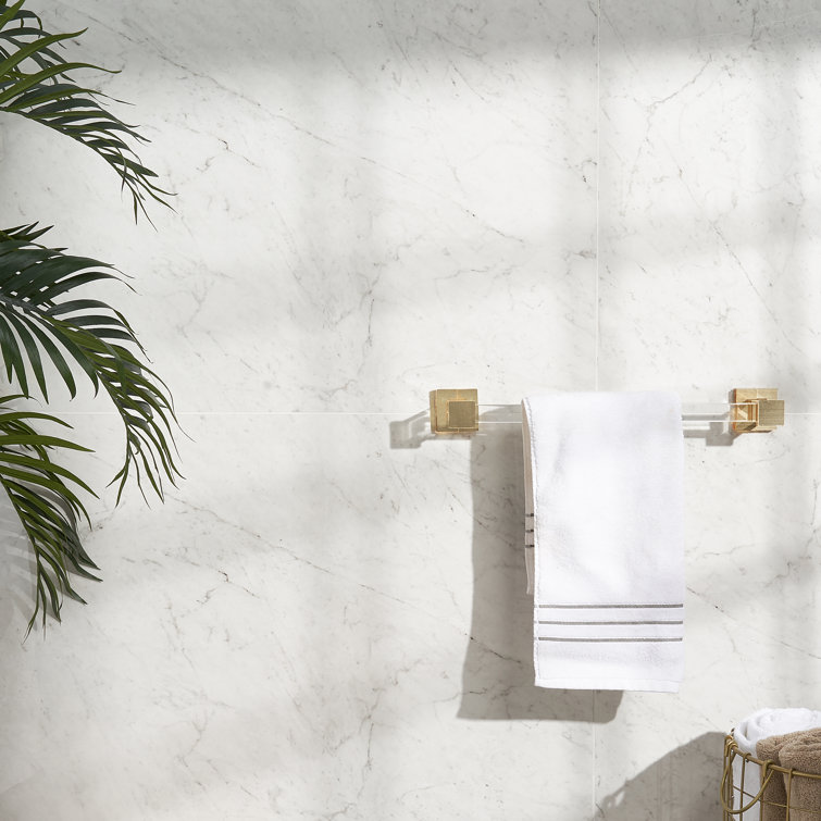 Saroshi 24" x 48" Polished White Marble Look Porcelain Tile
