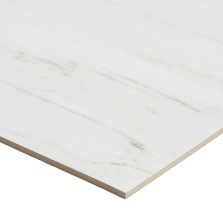 Saroshi Large White Polished Marble Look Porcelain Tile