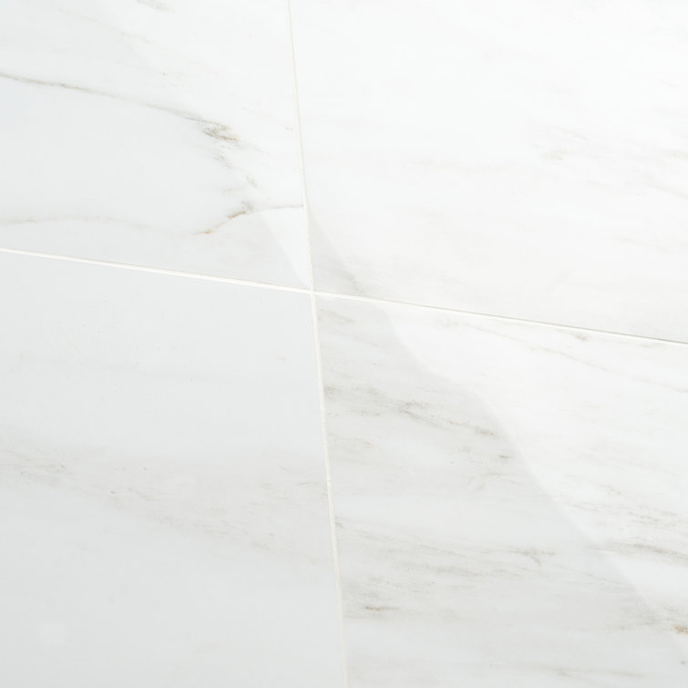 Saroshi Large White Polished Marble Look Porcelain Tile