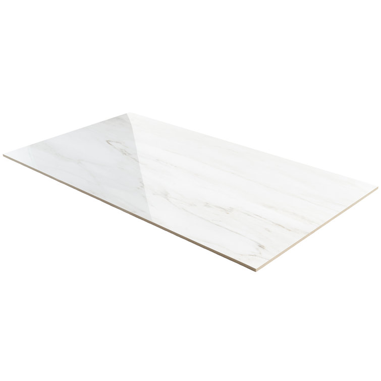Saroshi Large White Polished Marble Look Porcelain Tile