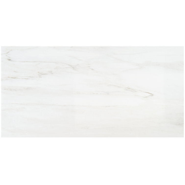 Saroshi Large White Polished Marble Look Porcelain Tile
