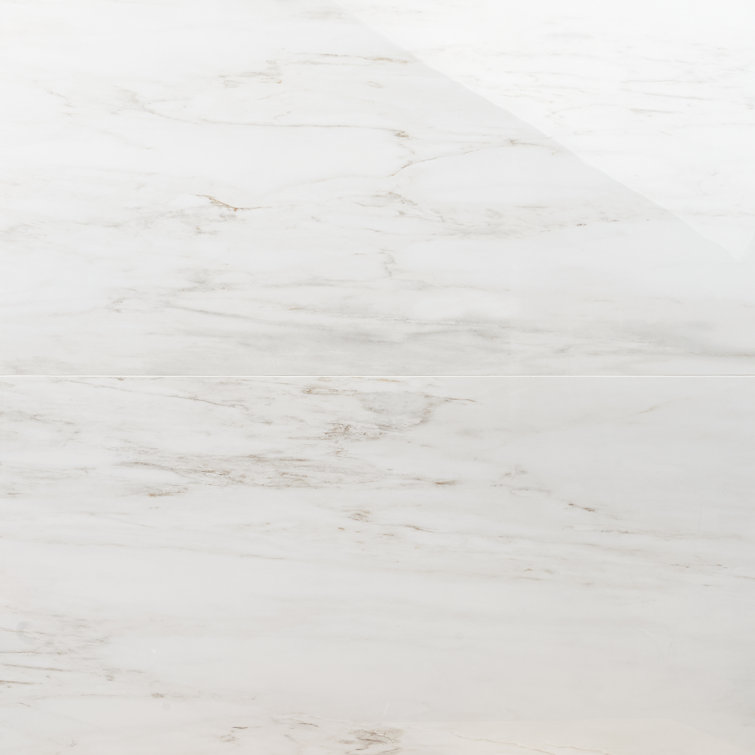 Saroshi Large White Polished Marble Look Porcelain Tile