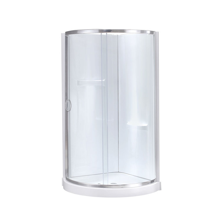 Polished Chrome 33" Round Corner Shower Kit with Clear Glass Panels