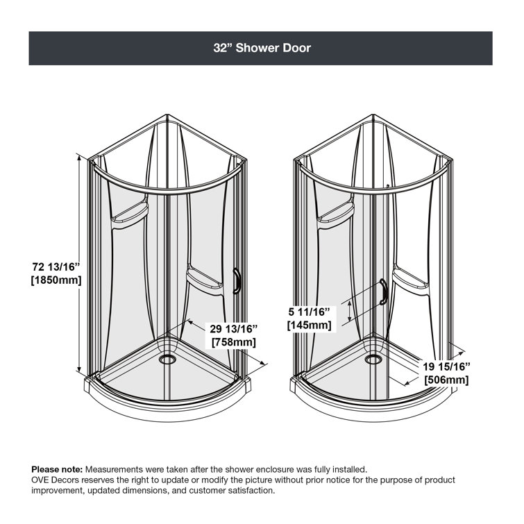 Polished Chrome 33" Round Corner Shower Kit with Clear Glass Panels