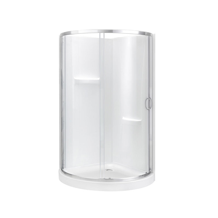 Breeze 34" Satin Nickel Curved Shower Kit with Clear Glass