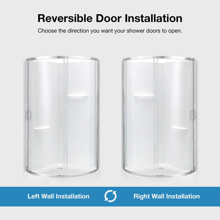 Breeze 34" Satin Nickel Curved Shower Kit with Clear Glass
