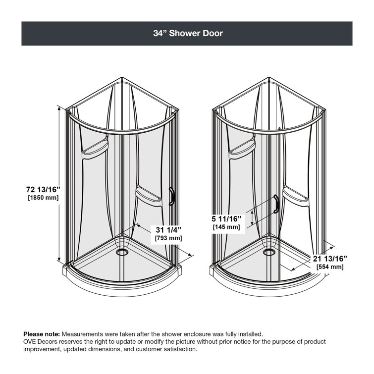 Breeze 34" Satin Nickel Curved Shower Kit with Clear Glass