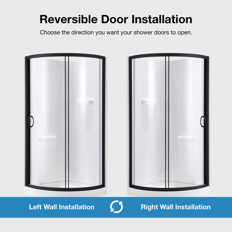Breeze 34 in. Black Framed Clear Glass Corner Shower Kit