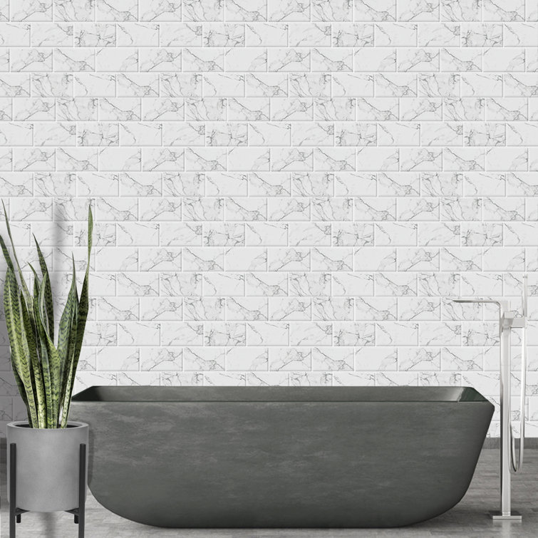 White Marble Subway Peel & Stick Backsplash Tiles, 12x12 inch, 8 Sheets