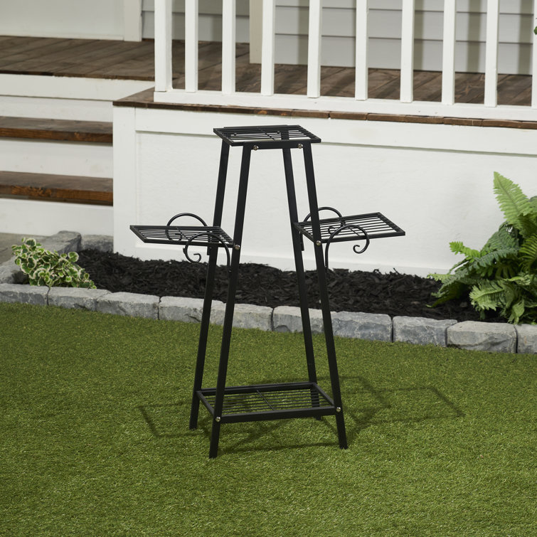 Black Metal 3-Tier Outdoor Plant Stand