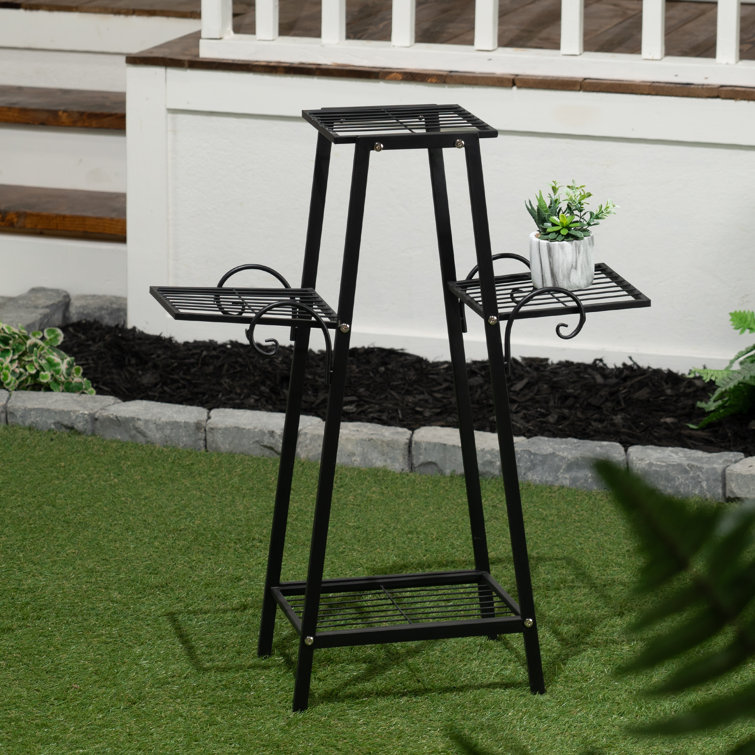 Black Metal 3-Tier Outdoor Plant Stand