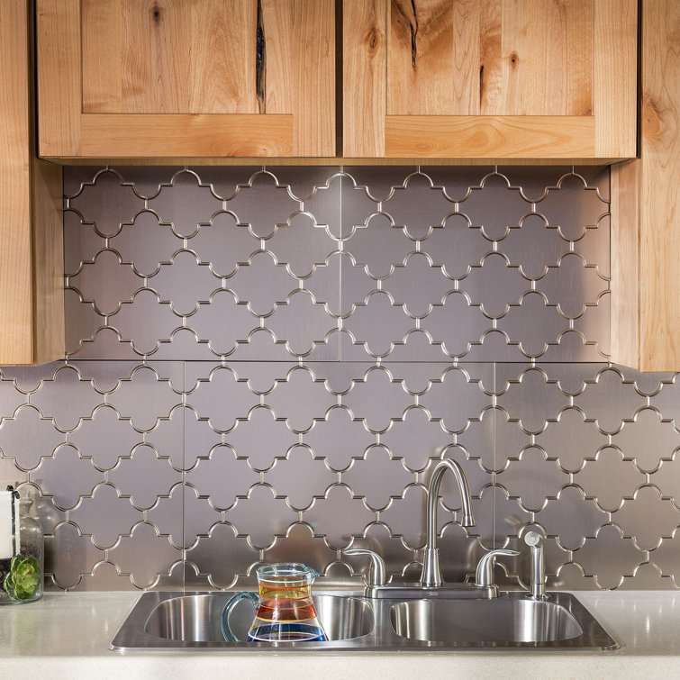 Monaco Brushed Nickel Vinyl Decorative Backsplash Kit